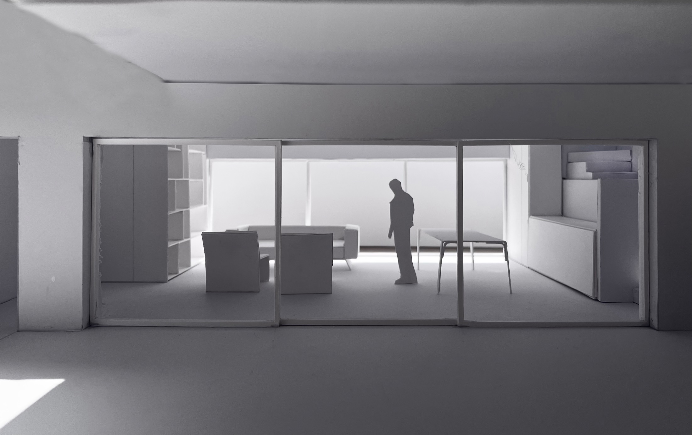 Intreccio — living room of the model with garden view