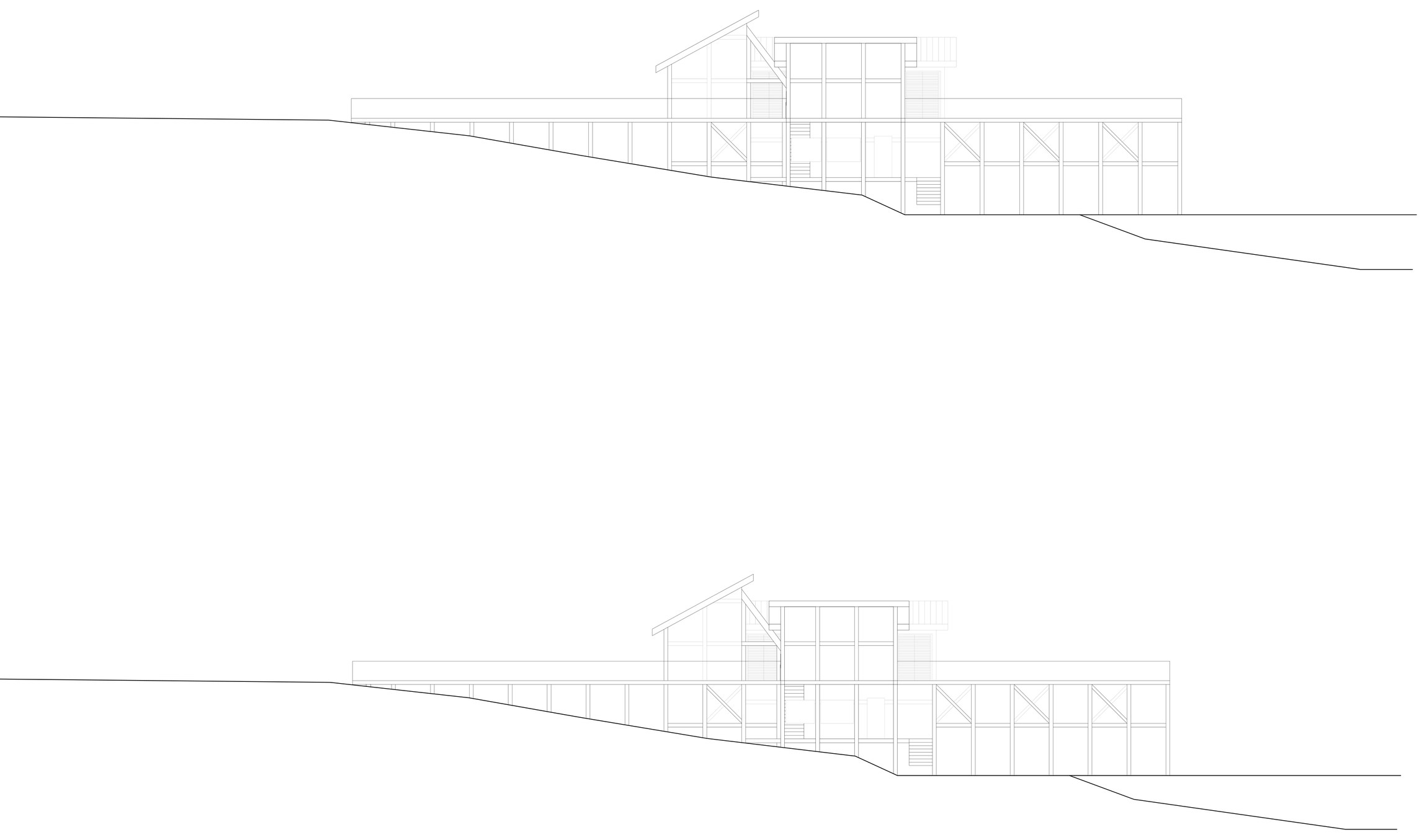 Promenade — elevations along the sloping ground