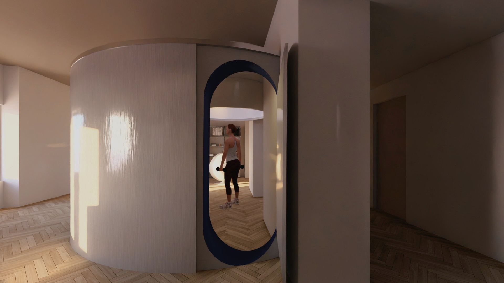 S.P.A.C.E. — curved threshold between rooms, backlit
